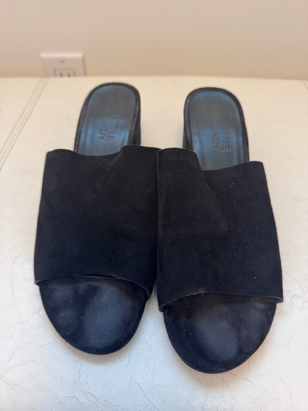 Little Burgundy Suede Slide Sandals